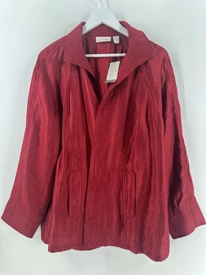 Chicos Mujeres Rojo Frente Abierto Chaqueta Cárdigan Talla 2 Brillante Bolsillos Vacaciones AC26 Foto 1 de 4