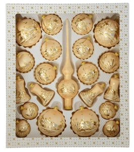 Christbaumschmuck Lauscha - Kugelsortiment mit Spitze 21Teile Golden Dreams - Bild 1 von 1