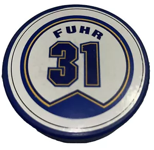 Grant Fuhr 31 Eishockey Trikot Puck St. Louis Blues Hall of Game Torhüter HOF - Bild 1 von 2