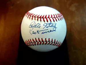 LEO DUROCHER EDDIE STANKY NEW YORK GIANTS HOF SIGNED AUTO VTG ONL BASEBALL PSA - Picture 1 of 3