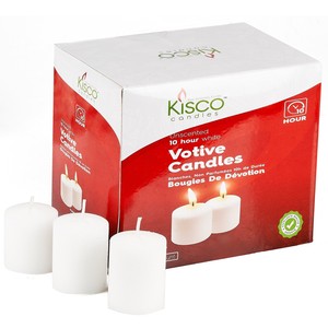Kisco Candles 36-Count White Votive Candles - 10 Hour Burn Time - Unscented.