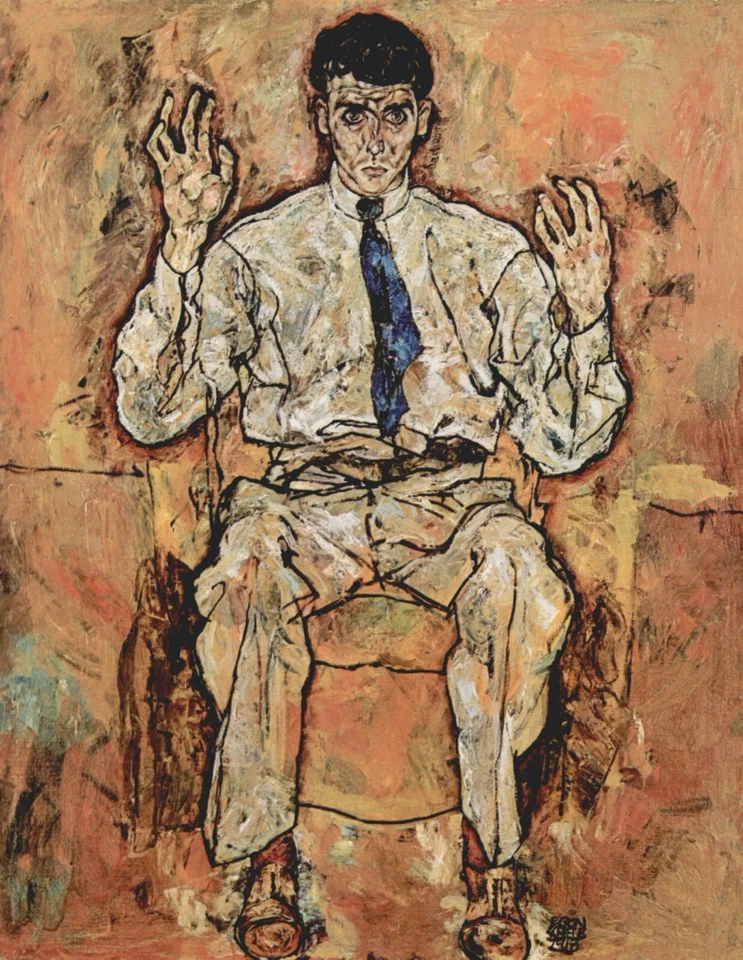 Retrato de Albert Paris von Gütersloh por Egon Schiele Giclee Repro sobre lienzo Foto 1 de 1