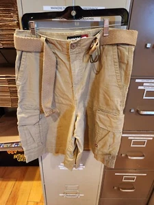 Men's Size 33 Tony Hawk KHAKI Tan Cargo  Shorts Y2K W/BELT - Picture 1 of 5
