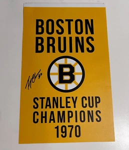 Boston Bruins 1970 Stanley Cup banner signed by Gerry Cheevers - Picture 1 of 1