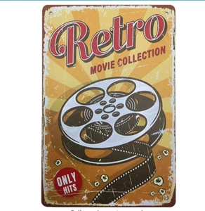 NEW Metal Vintage Tin Sign Decor-Cinema Movie Retro Wall Art Sign 12" X 8" NEW - Picture 1 of 4
