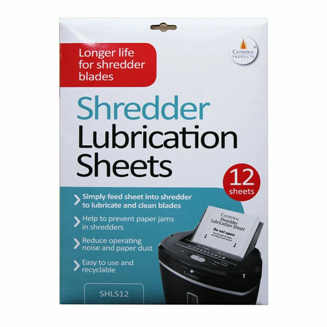 Cathedral Paper Shredder Lubrication Oil Sheets - Pack of 12