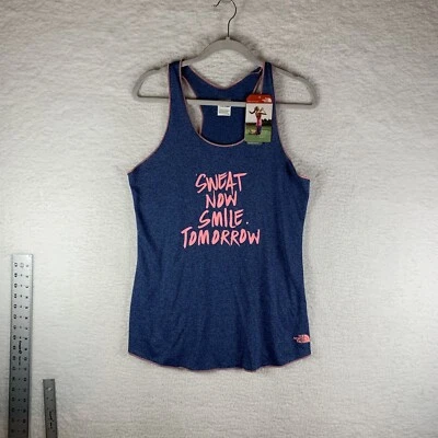 Camiseta sin mangas The North Face para mujer grande azul jaspeado rosa gráfico espalda deportiva 7456 Foto 1 de 4