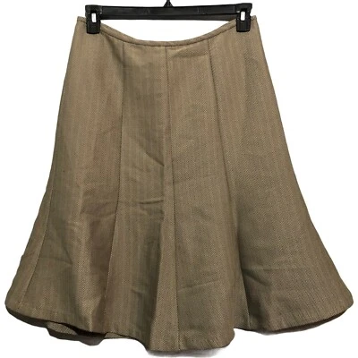 Nueva York NY Falda Columpio Círculo Aline Ropa de Trabajo Talla 10 Beige Tostado Espiga Rodilla Foto 1 de 4