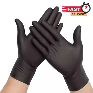 Nitrile Gloves Black Disposable Powder Latex Free Small Medium Large XL, 100 200 - Picture 1 of 24