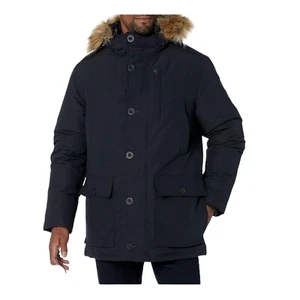 Goodthreads Black Down Filled Full Zip Button Front Hooded Parka Jacket Size XS - Picture 1 of 11