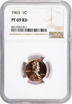 1963  Lincoln Cent   NGC  PF69RD  Red Proof - Image 1 of 3