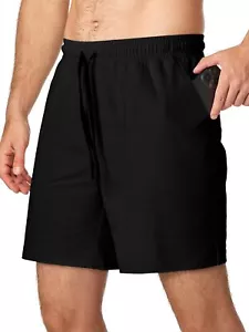 Men's Drawstring Shorts Running Workout Athletic Shorts 7 Inch Gym Stretch Li... - Picture 1 of 8