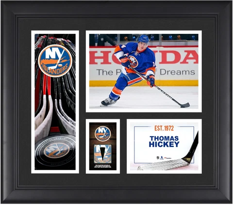 Thomas Hickey NY Islanders Framed 15x17 Collage w/a Piece of GU Puck Cover
