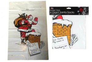 4 Large Santa Sacks Value Multipack Christmas Strong Vinyl Gift Bag Presents - Picture 1 of 3