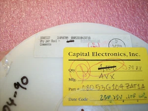QTY (200) .1uf 25V +80/-20% Y5V 0805 CERAMIC MLCC CAPACITORS 08053G104ZAT1A AVX - Picture 1 of 1