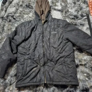 Billabong Coat Mens Size Large Full Zip Hooded Puffer Hooded Fleece Lined Black - Picture 1 of 10