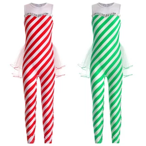 Kids Girls Christmas Jumpsuit Patchwork Santa Claus Outfits Carnival Bodysuit - Picture 1 of 38