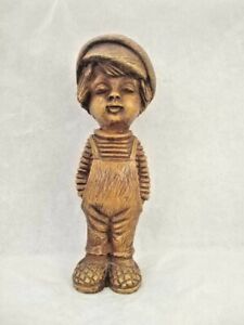 figurine standing child,carved brown ,handmade, Beautiful décor, gift