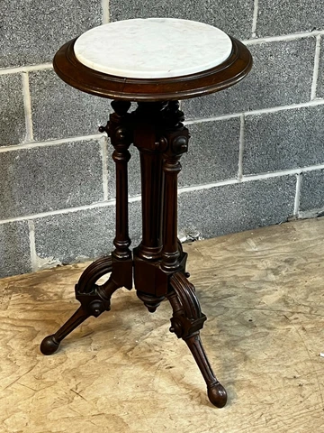 renaissance revival victorian carved marble top fern stand plant table dated 187 Cover