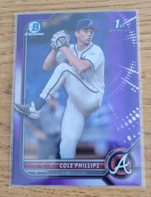 Cole Phillips 2022 Bowman First Chrome #BDC-90 PURPLE /250 Braves   - Image 1 of 3