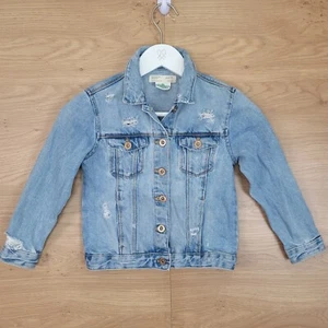 Zara Girl Sesame Street Denim Jacket Size 7 Years Old Cookie Monster Print - Picture 1 of 12