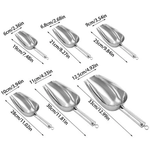 Stainless Steel Ice Scoop Metal Food Scoop Small Size Popcorn Coffee Beans Tools - Picture 1 of 22