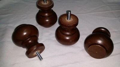 N1 PIEDE PIEDINO LEGNO MASSELLO VERNICIATO NOCE CIPOLLA DIVANO POLTRONA GAMBA - Immagine 1 di 4