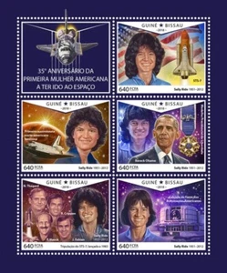 SALLY RIDE 1st Woman Space Shuttle Astronaut 5v-Stamp Sheet (2018 Guinea-Bissau) - Picture 1 of 1