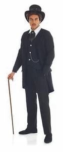 Mens 1920s Victorian Gentleman Costume M-XL Adult Tailcoat Steampunk Fancy Dress - Picture 1 of 4