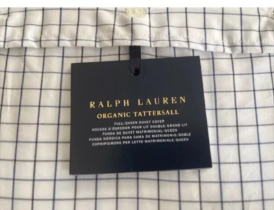 Ralph Lauren~Organic~TATTERSALL~Duvet Cover~FULL/QUEEN~Navy/White strip~MSRP$400 - Image 1 of 4