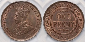 PCGS MS64RB Australia 1929 Penny 1D Indian Obverse Choice Uncirculated - Rare - Picture 1 of 3