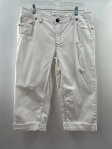 Avenue Jeans Women’s White Distressed Cropped Cotton Jeans Size 14 Stretch - Picture 1 of 10