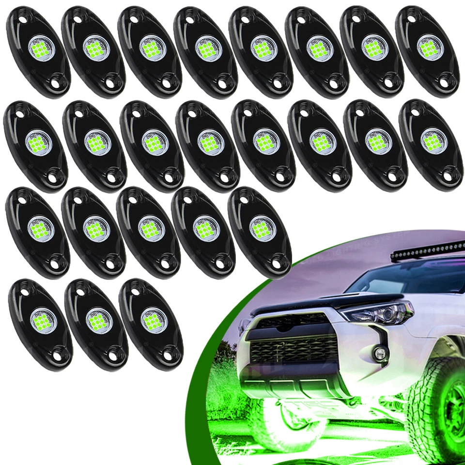 Luces LED verdes de roca 9W luz debajo de la carrocería para Jeep Ford camión todoterreno ATV UTV 4x4 Foto 1 de 4