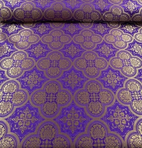 PURPLE Liturgical Church Fabric - Violet Brocade - Picture 1 of 6