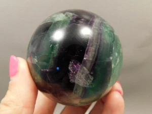 Sfera di cristallo di fluorite 2,5 pollici pietra verde minerale 65 mm #O20 - Foto 1 di 11