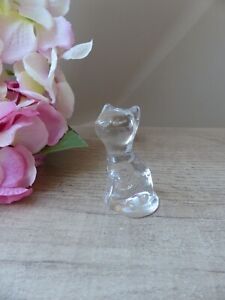 Figurine petit chat en verre transparent, chat de collection