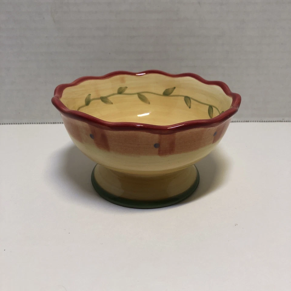 Plato de fruta del desierto Pfaltzgraff Napoli Sherbert cuenco con patas pintado a mano 4,5" Foto 1 de 4