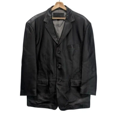 Abrigo Blazer Deportivo Stafford Para Hombres Cuero Cuello Solapa Botón Delantero Talla Grande Foto 1 de 4