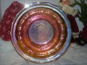 FEDERAL GLASS NORMANDIE MARIGOLD CARNIVAL GALSS BOWL, BOUQUET AND LAT - Picture 1 of 3