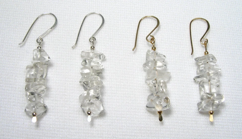 Pendientes colgantes de cuarzo cristal Lyn's Jewelry plata u oro Foto 1 de 1