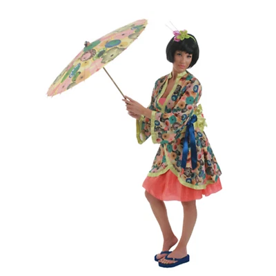 4pc Princess Jade Japanese Kimono Mulan Skirt Belt Halloween Costume Women S 4-6 - Image 1 of 2