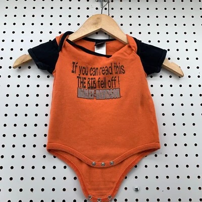 Harley Davison Niño Pequeño Una Pieza Bebé Talla 18M Naranja Moto 10.5x15 Foto 1 de 4