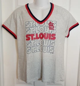 St. Louis Cardinals Majestic Women's V-Neck Shirt Large - Picture 1 of 4