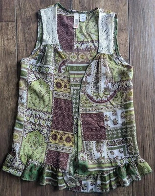 Cárdigan camisola abierta vintage floral y encaje Route 66 para niñas talla grande 10-12 Foto 1 de 4