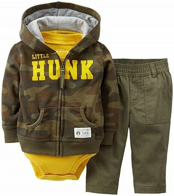 CARTER'S BOY'S 3-PIECE LITTLE HUNK OUTFIT, CAMO/YELLOW, 24 MONTHS - Image 1 of 1