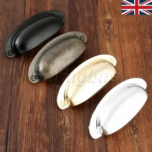 5X Vintage Drawer Cabinets Shell Cup Knobs Drawer Door Cabinet Pull Handles - Picture 1 of 5