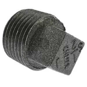 Worldwide Sourcing 610-3048 1/2" Male NPT Malleable Iron Black Pipe Plug - Picture 1 of 10