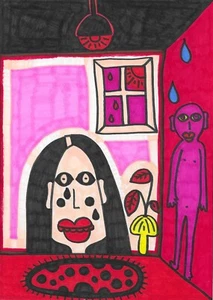 Original Drawing – “Watcher in the Room” | Outsider Art, Surreal Ink, A5 - Picture 1 of 1