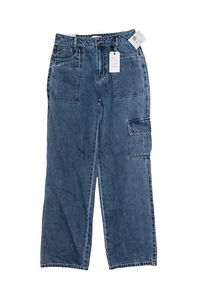Forever 21 Cargo Jeans Womens Sz 25 Rare Blue Denim Relaxed Fit Straight Leg NEW - Picture 1 of 5