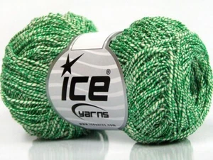Green White Urban Cotton Luxe #62695 Ice Yarns Fine Hint of Sparkle 50gr 191y - Picture 1 of 3